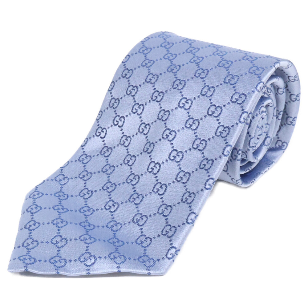 GUCCI GG pattern silk tie, 148 x 8 cm, light blue, men's.